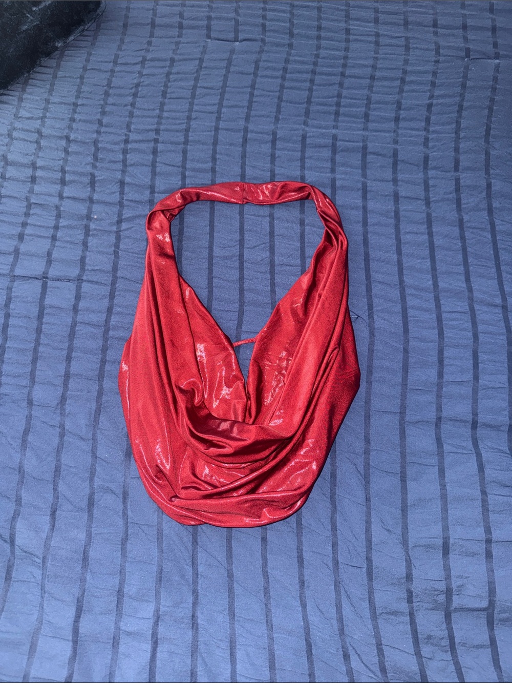 Red Draped Halter-Style Women’s Top